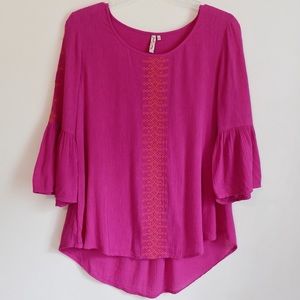 Red Camel Hot Pink & Orange Embroidered Top